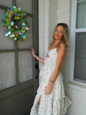 Lucy in the Sky Cream Maxi Dress with Lavender Floral Print thumbnail 3