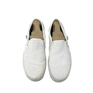 Vans Size 8.5 Sneaker White Pin Dot Leather Slip On Flats Skater‎ Casual Punk thumbnail 2
