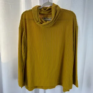 Anthropologie Maeve Chartreuse Ribbed Knit Cowl Neck Sweater Oversized Medium‎ thumbnail 3