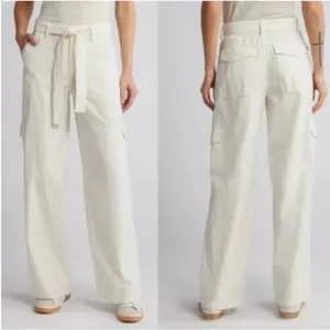 NWT Madewell Sz 23 Griff Superwide-Leg‎ Cargo Utility Pants Ivory Cream NO076 thumbnail 2
