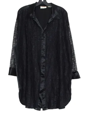 Vintage Victorias Secret Sleep Shirt Gold Label Whimsigoth Lace Witchy Black M/L thumbnail 1