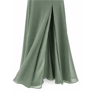 Azazie Bondi A-Line Ruched Chiffon Dress – Eucalyptus – Size 8 (Average) – NWT thumbnail 5
