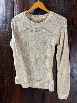 Buffalo David Bitton Beige Open-Weave Shimmer Sweater thumbnail 1