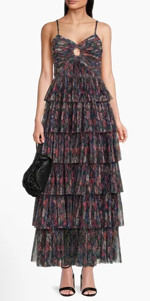 Hutch Rosey Floral Tiered Gown Navy Multi‎ Size 4 NWT thumbnail 1