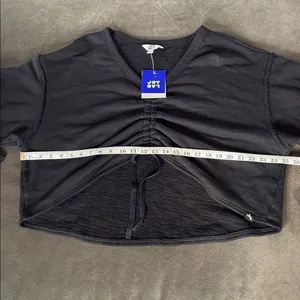 Women’s Joy Lab Black Cinch Front V-Neck Long Sleeve Casual Sweater Size L NWT thumbnail 11