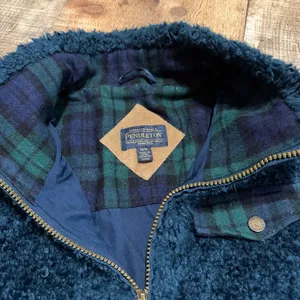 Pendleton Women's Blue Deep Pile Sherpa Teddy Jacket Sz M Cozy Fuzzy Winter thumbnail 6