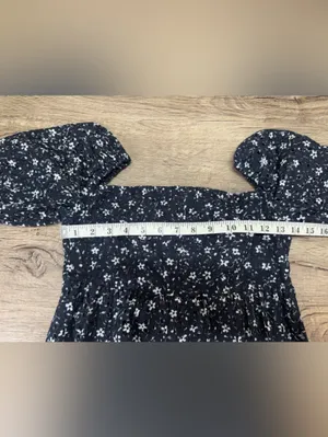 Anthropologie Maeve Lillianne Navy Eyelet Floral Babydoll Dress Women's size‎ 0 thumbnail 6