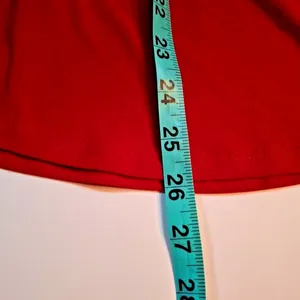Women's Long Sleeve Red Blouse roll tab sleeve knit a few snags on front no tags thumbnail 7