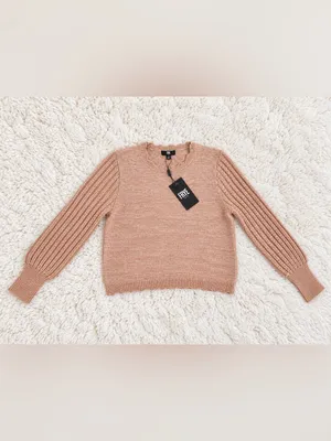 NWT Frye Marled Scalloped Knit Wool Sweater – Peach – S thumbnail 4