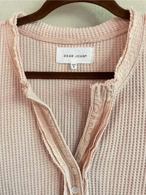 Dear John Sepia Rose Waffle Henley Long Sleeve Top Size Small thumbnail 4