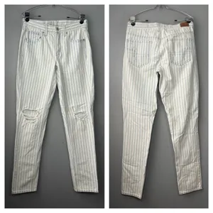 American Eagle Outfitters Tomgirl Jeans Size 6 X Long Blue White Striped Denim thumbnail 2