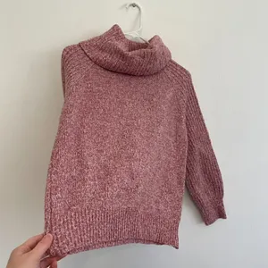 NINE WEST Cowlneck Sweater Mauve Pink White Marled Heather Cowl Neck Puff Sleeve thumbnail 8
