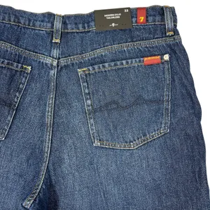 7 For All Mankind Modern Dojo Tailorless Wide Leg Jeans 33" Luray Dark Wash NEW! thumbnail 8