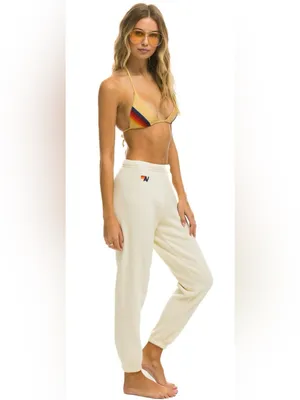 Aviator Nation Lightning Bolt Jogger Sweatpants vintage white Size L thumbnail 3
