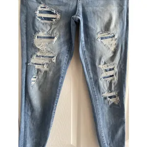 American Eagle Next Level Stretch Skinny Jeans Womens 8 Short Blue Distressed L8 thumbnail 3
