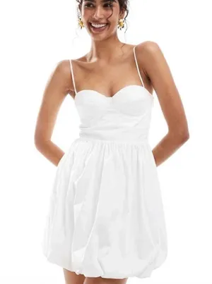 Mango Corset Bubble Hem Mini Dress Size 10 thumbnail 1