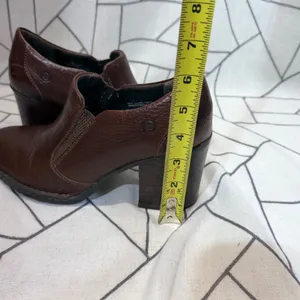 Born Leather Heeled Booties Size 10 Brown Pebbled Block Heel Slip On Ankle Boots thumbnail 11