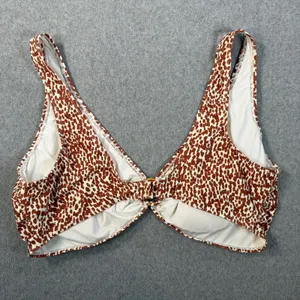 Old Navy Women's 3X Plus Size Brown White Spotted O-Ring V-Neck Bikini Swim Top thumbnail 6