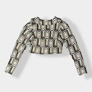 MOTEL Rocks Portia Crop Top in Retro Spot Brown‎ Size XS thumbnail 6