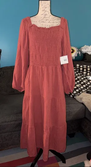 NWT BeachLunchLounge Luana Gauze Smocked Maxi Dress, XL thumbnail 1