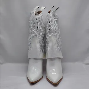 Lauren Lorraine Hana Rhinestone Cowboy Boots White Western Glam Size 10 Cowgirl thumbnail 5