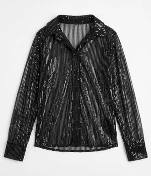 Sheer Black Sequin Button thumbnail 1