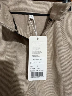 AHA Selected Herringbone Harem Suit Pants Tan Size L thumbnail 2