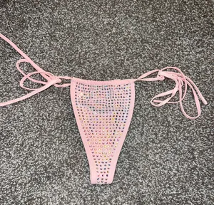 New Pink Cheeky String Bikini Bottoms Size Small thumbnail 2