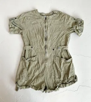 FREE PEOPLE Tan Short Sleeve Romper Size Medium thumbnail 1