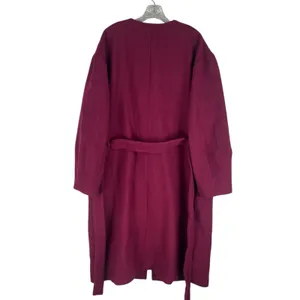 Ann Taylor Tie Waist Balloon Sleeve Wool Blend Coat Mulberry Size XXL thumbnail 9