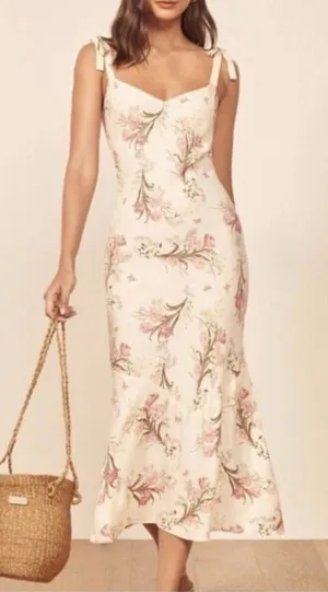 Reformation Christianna Dress Leila Floral Tie Strap Midi XS thumbnail 1