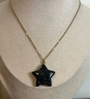 Handmade Black/Gold Star Necklace thumbnail 1