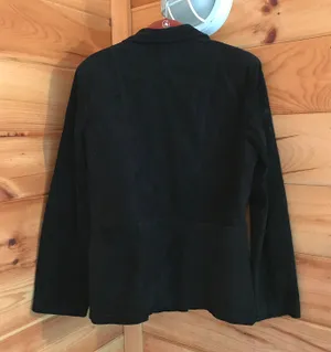 BLACK SEUDE LEATHER BUTTON UP BLAZER STYLE JACKET Size L thumbnail 4