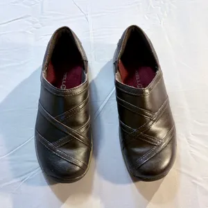 Merrell Primo Patch Leather Clogs Comfort Slip On Shoes Rich Brown US 7💚 thumbnail 10
