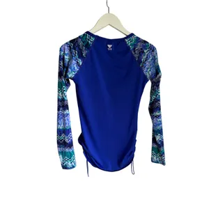 TYR Long Sleeve Rash Guard Swim Top Blue Geometric Print | UPF Sun | Est. Small thumbnail 8