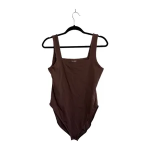 Old Navy Square Neck Tank Top Bodysuit Solid Brown Full Coverage thumbnail 3