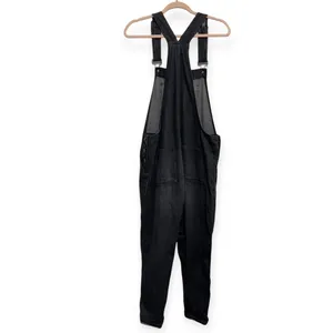 Gap Women's Medium Black Denim Crop Overalls Bib Dungarees Adjustable thumbnail 4