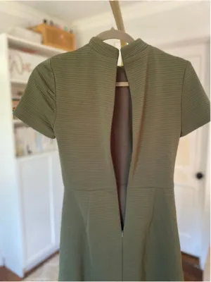 Hutch Mock Neck‎ Mini Dress Olive Green Quiet Luxury Minimalist XS Parisian Boho thumbnail 4