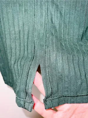 Aerie Dark Green Ribbed Lace-Back Floral Cami Crop Top thumbnail 12