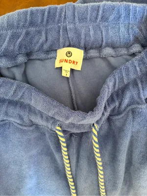 Sundry loop terry wide leg crop pants in blue 100% cotton terrycloth size Small thumbnail 3