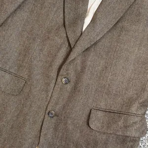 Oscar de la Renta men's blazer 40L 100%‎ Wool herringbone brown 2 button Jacket thumbnail 5