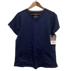 Hanes Premium Scrubs Women's V-Neck Scrub Top Navy Blue 3 Pocket Size M NWT thumbnail 6