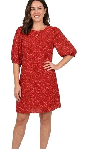 French Connection Red and Blue Dot Print Shift Dress Size 6 thumbnail 1
