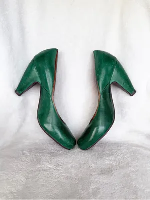 Miz Mooz Green Sunset Pumps Heels 6 Retro Round Toe Curved Heel Detailing thumbnail 7
