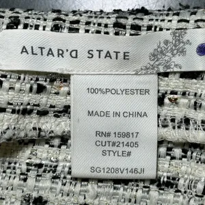 NWT‎ Altar'd State Boucle Tweed Mini Skirt White Gold Career Party Holiday XL thumbnail 6