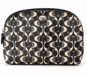 Coach Black Gray Cream Op Art Cosmetic Makeup Pouch thumbnail 1