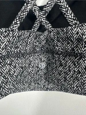 Lululemon Energy Bra Long Line Medium‎ Support B-D Cup Herringbone Black Size 8 thumbnail 8