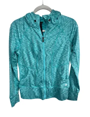 C9 Champion Women's Small Teal Full Zip Hoodie Space Dye‎ Yoga Activewear Jacket thumbnail 1