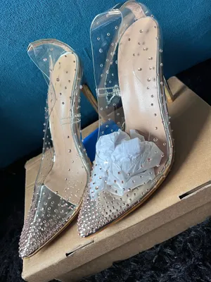 Women’s Clear Rhinestone Pointed Toe Stiletto Heels Gold Pumps US 8.5 EU 39 thumbnail 2