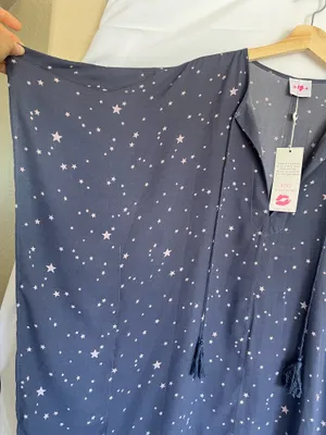 Y2K Buddy Love Gray Star-Print High low Dress thumbnail 3